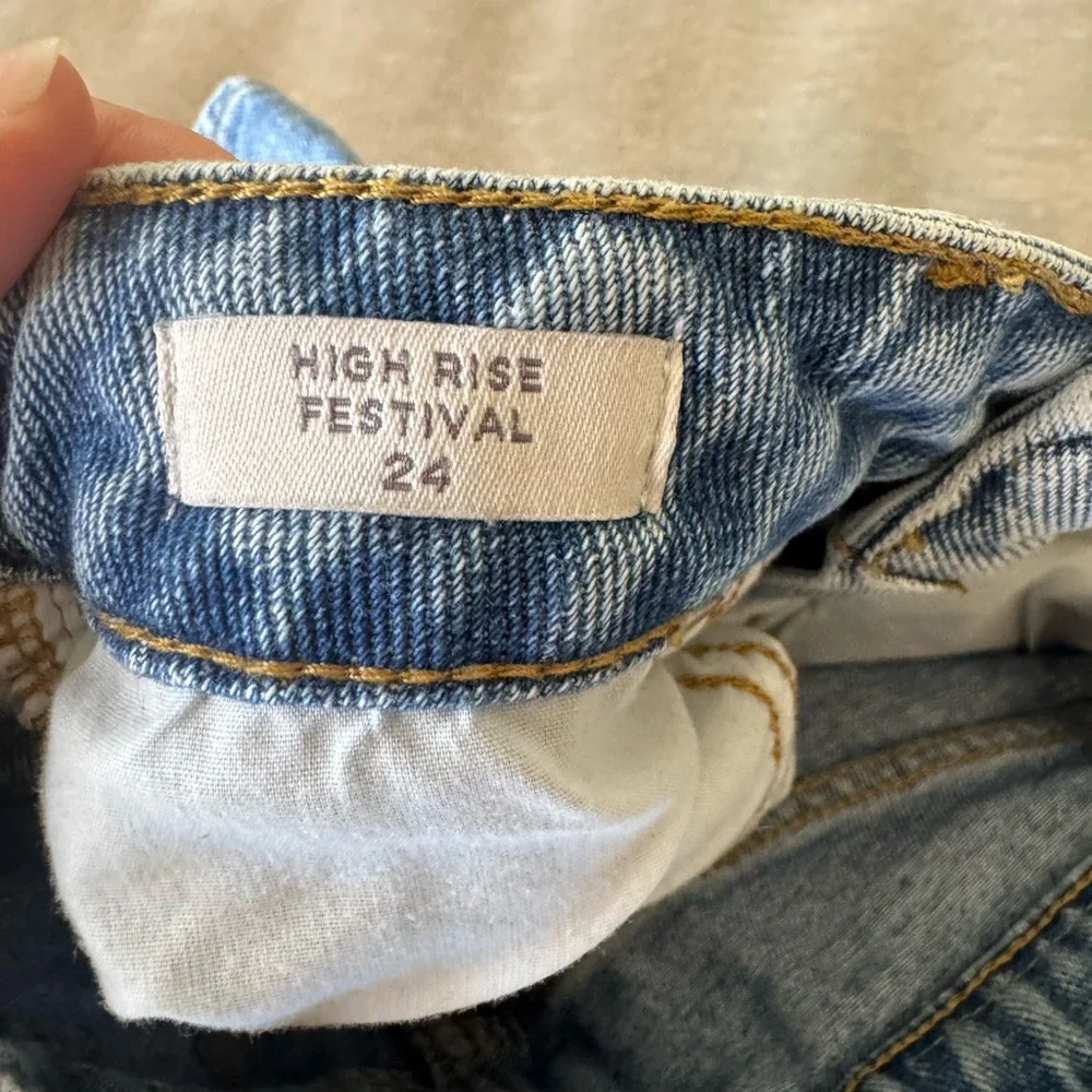 PacSun High Rise Festival Denim Shorts Size 24 | Button Fly Blue Jean Cutoffs